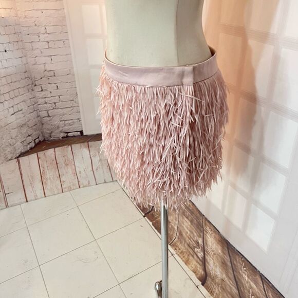Express soft pink fringe mini skirt size 8 - Picture 6 of 12